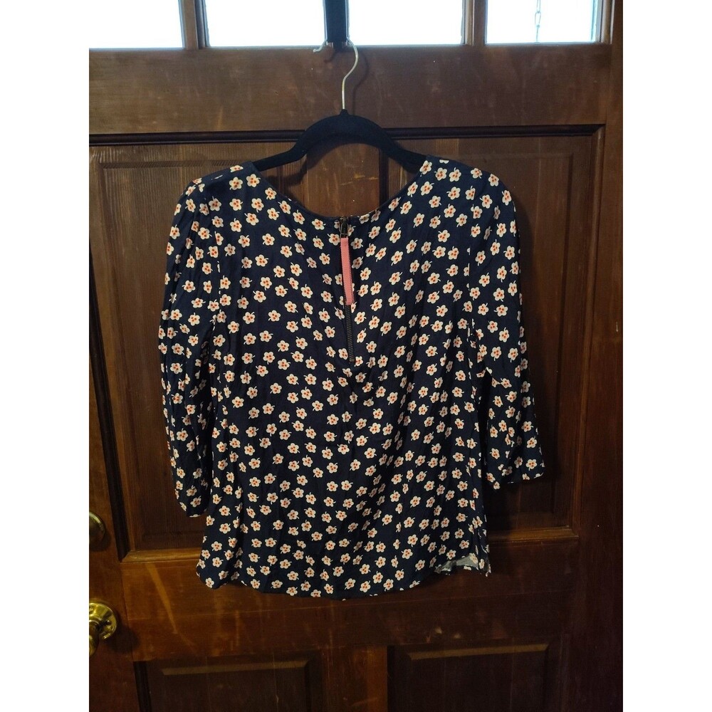 Boden Top Womens 8 Blue Pink Floral 3/4 Sleeves Casual Arie - Picture 4 of 5